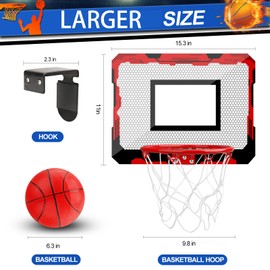 Pro Indoor Mini Basketball Hoop Set for Kids Adults, Basketball Hoop for Wall Larger 9 Inch Dunk Rim, Boost Over The Door Basketball Hoops with 4 Small 6" Replacement Balls Toy Sport Game Gifts
