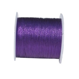 1 Roll Purple Tinsel String 0.4mmx50m Metallic Beading Cord Metallic Embroidery Thread for Crafts Beading Gift Wrapping