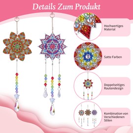 Molirex Diamond Painting Pendant Wind Chime, Gift for Crafts Girls 5 6 7 8 9 10 11 12 Years, Sun Catcher Crystals for Hanging Wind Chime Crafts