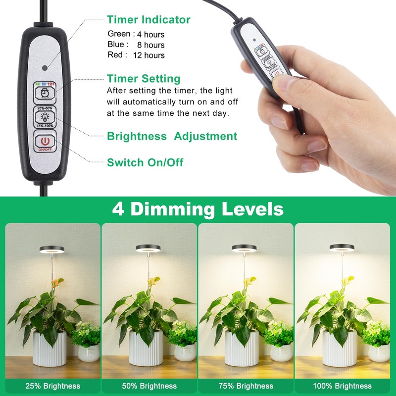 LORDEM Plant Grow Light, Full Spectrum LED Plant Light for