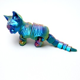 LUYUCUBE 3D Printed cat Model,Flexible Realistic Articulated Animal Fidget Toys,Mystery Figurines Gifts for Easter,Executive Desk Funny Décor and Festival Collectible,Easter Basket Stuffers (RYB)