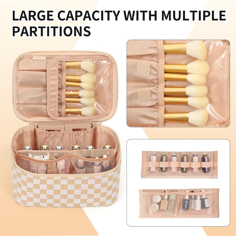 Makeup Bag, Portable Cosmetic Bag, Large Capacity Travel Makeup Case
