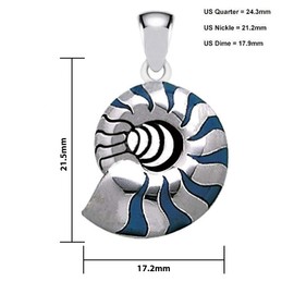 US Jewels New 0.925 Sterling Silver Nautilus Sea Shell Pendant 1.5mm Rope Necklace, 20"