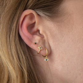 Small Gold Hoop Earrings 14K Gold Plated Huggie Hoop Earrings for Women 1 Pair Evil Eyes Dangle Hoop Earrings Hypoallergenic Dainty Drop Gold Earrings Hoops for Women Jewelry Gift 12mm