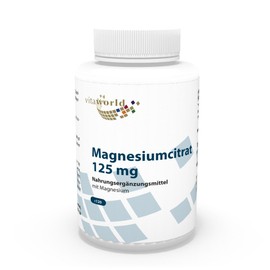 Vita World Magnesium Citrate 125mg 120 Vegetarian Capsules Made in Germany