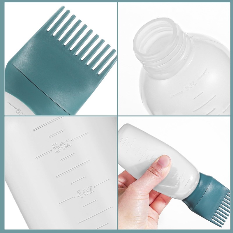 Pimoys Hair Oil Applicator Bottle 6 Ounce, 2 Pack Root