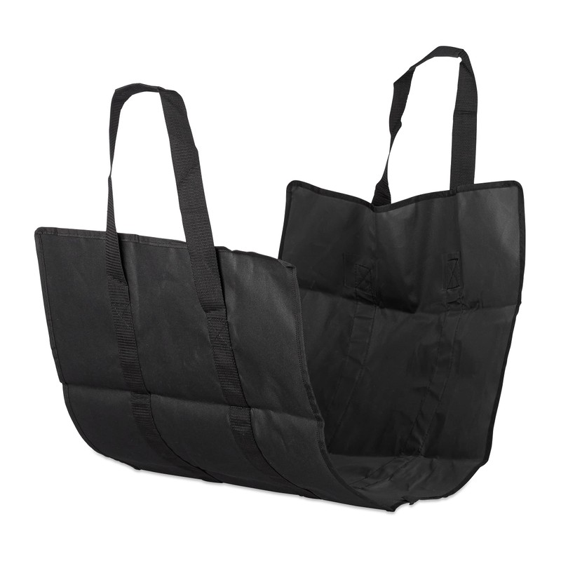 Relaxdays Open Firewood Bag, Polyester, Portable Log Holder Basket, Foldable