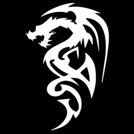 Tribal Dragon Silhouette 6" Vinyl Sticker Car Decal (6" Black)
