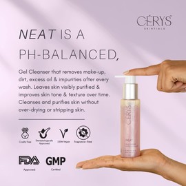 CÉRYS SKINTIALS NEAT Face Cleanser | Vit B3 | Lactic Acid | Vegan facewash for Acne & Blackheads