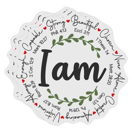 (Pack of 3) I Am Enough Capable Strong Beautiful Chosen Christian Faith Scripture Sticker Decals, Religious Quotes Inspirational Bible Journal Stickers, 3 Inches