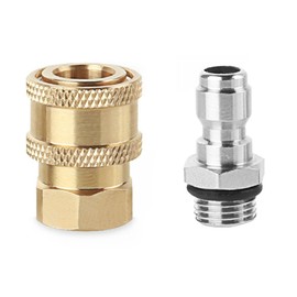 RecDec 2 Pack Pressure Washer Adapter Set Quick Connect Kit 14mm M14x1.5 to 1/4 Inch Connector Fittings Plug Gun to Hose for Patio Lawn Car Pressure Water Gun Washing Foam Bottle Spray Nozzle