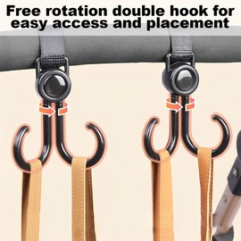Pack of 4 Leather Look Pram Hooks for Bags, Pram Hooks for Changing Bags, Pram Accessories, Universal Fit, Hooks for Pram Bags Holder Bag Holder, Black