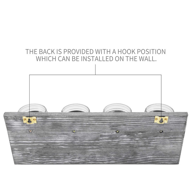 BeSuerte Rustic Antique Mason Jar Organizer Hanging Wall Holder for