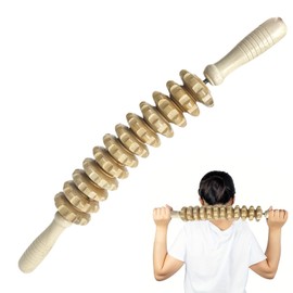 PUXING Wooden Massage Roller Stick Wood Th-erapy Massage Tool Manual Wooden Fascia Massage Roller Manual Massage Roller Stick for Body Sculpting(Color:Wood)