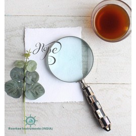 RII Magnifying Glass with Mother of Pearl Handle, Handheld 10x Magnifying Glass Lens, Antique Magnifier, Reading, Inspection, Coin & Stamp, Astrologer, Low Sight Elderly Collectible Décor Gift 4"