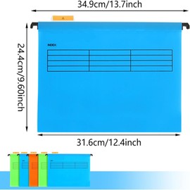 24 Pack A4 Suspension Files, FWEEK Polypropylene Filing Cabinet Suspension Files with Tabs and Inserts for School Home Work Office Organization