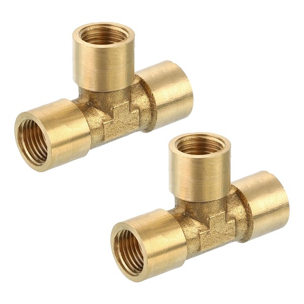 uxcell Brass Tee Pipe Fittings 1/8" x 1/8" x 1/8"