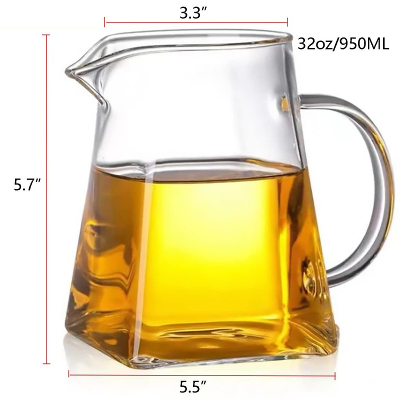 Glass Pitcher with Handle, Milk and Cream Pitcher Cup Jug,