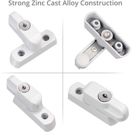 Neoteck 4pcs Sash Blocker Jammer Restrictor Window Lock with Keys Strong Zinc Alloy Home Security Locks for UPVC Door Window-White