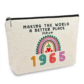 ancpeany Happy 60th Birthday Gifts for Women Makeup Bag, Funny 1965 60 Year Old Birthday Decorations Gift Ideas for Grandma, Mom, Her, Wife, Sister, Aunt, Small Cosmetic Travel Bags for Mothers Day