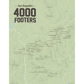 New Hampshire 4000 Footers Map 11x14 Print (Sage)