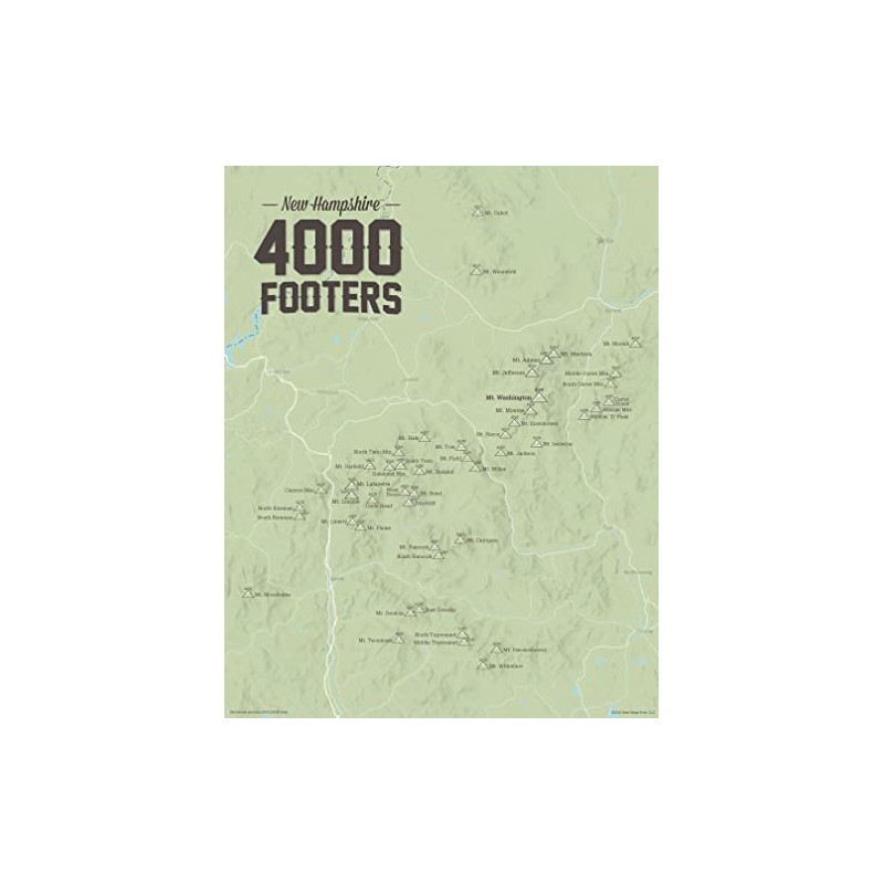 New Hampshire 4000 Footers Map 11x14 Print (Sage)
