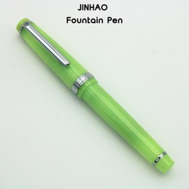 Jinhao 82 Fountain Pen - Acrylic Material Pen Barrel, Iridium Extra Fine Nib with Ink Converter Smooth Writing Classic Design Green Clear (Silver Trim, EF)