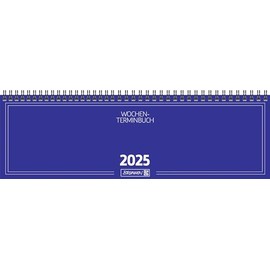 BRUNNEN Landscape Appointment Book Model 774 (2025), 2 Pages = 1 Week, 326 × 102 mm, 112 Pages, Cardboard Cover, Blue