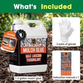 Vollence 1.3 Gallon Ready to Use Mulch Glue for Landscaping,Rock Glue,No Dilution Needed Fast-Dry Weather-Resistant Strong Gravel Binder, Pine Straw Outdoor Strong Pebble Gravel Hold for Garden