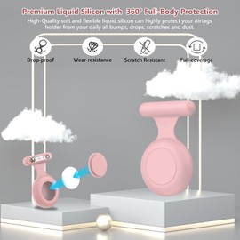 Frylaa AirTag Holder Case for Kids Waterproof,Hidden AirTag Case with Brooch Pin Holder,Item Locator,Anti Lost GPS Tracker Item Finder for Child/Kids/Elderly/Pets/Clothing-Pink