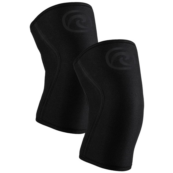 Rehband Bandage de genou en néoprène de 7 mm, orthèse de genou sportive pour CrossFit et powerlifting, stabilise les articulations et les muscles, Couleur:Carbon/Noir - 1 Paire, Taille:M