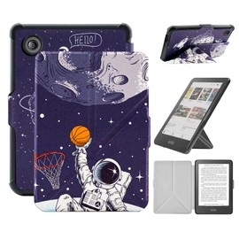 Case Compatible with 6" Kobo Clara Colour/BW (2024)/2E (2022)/Tolino Shine Color/Shine 5/Shine 4, Includes a Screen Protector - Premium PU Leather Cover with Auto Sleep/Wake (Astronaut)