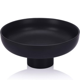 QIANLING Large Black Decorative Bowl - Black Fluted Pedestal Bowl, Multi-Functional Black Fruit Bowl, Key Bowl, Candy Dish, Ideal for Entryway Table, Kitchen Counter, Living Room, Coffee Table Decor