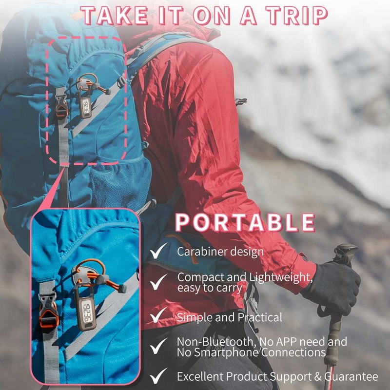 Simple Walking 3D Pedometer, Portable Carabiner Step Counter, Steps Tracker