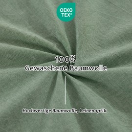 TOCOMOA Cushion Cover 40 x 60 cm Set of 2 - 100% Washed Cotton Cushion Covers Oeko-Tex Certified, Linen Look and Breathable Cushion Slip, Green Pillowcase with Zip