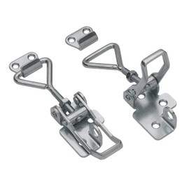 FT-Germany Set of 2 Adjustable Tension Latches with Hooks Made of Steel, Galvanised 110 mm to 125 mm Steel Lockable Box Closure Adjustable Lever Lock Safety Lock