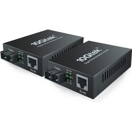 ipolex Gigabit Single-Mode SC Fiber to Ethernet Media Converter, Built-in 1000Base-LX SFP Module, 1310nm, SMF, up to 20-km, Dual SC Fiber to 10/100/1000Base-TX (UTP/STP/Cat5e/Cat6 RJ45) 2-Pack.
