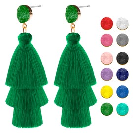 Tassel Earrings for Women,Boho Earrings for Women,Christmas Headband Earrings,Christmas Earrings for Women,Green Earrings,Green Earrings for Women,Chain Earrings,Boho Earrings,Ladies Earrings