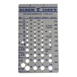 Screw Chek'r Ruelle Screw Chek’r SAE/ Inch Screw Thread Size Gauge (No. 1 to 5/16) 1/8 Inc...
