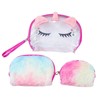 MOSSTYUS Plush Unicorn Cosmetic Bag Organizer 3 Pieces Travel Toiletry