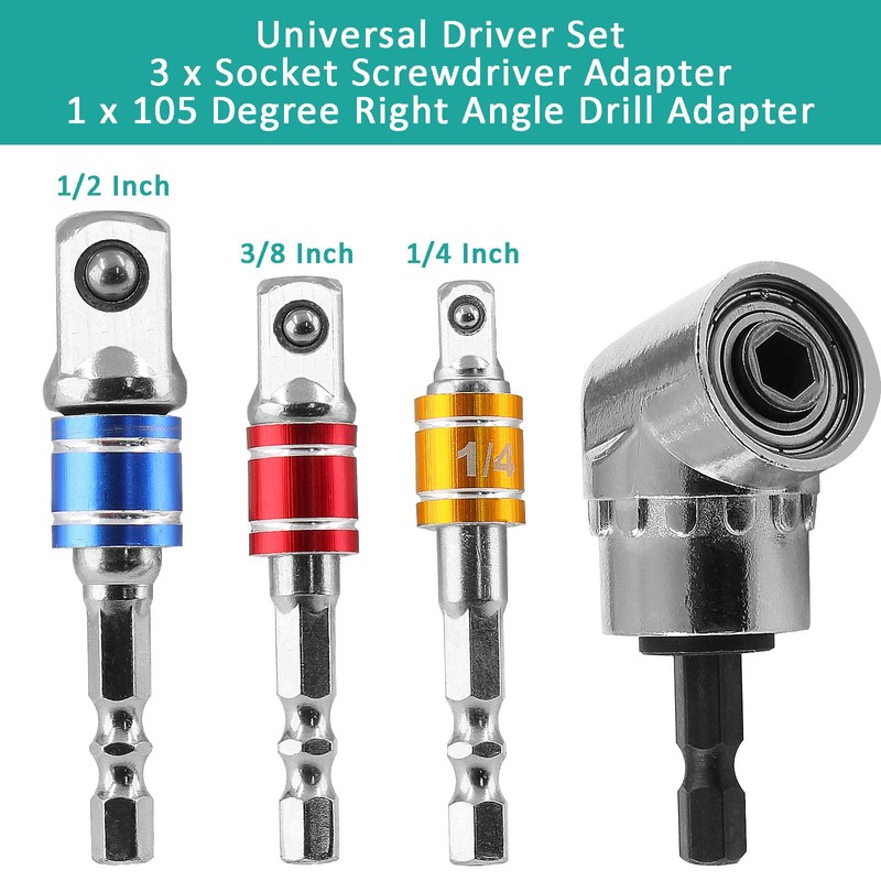 Aracombie Universal Driver Set, 3pcs 1/4 3/8 1/2 Inch Drill
