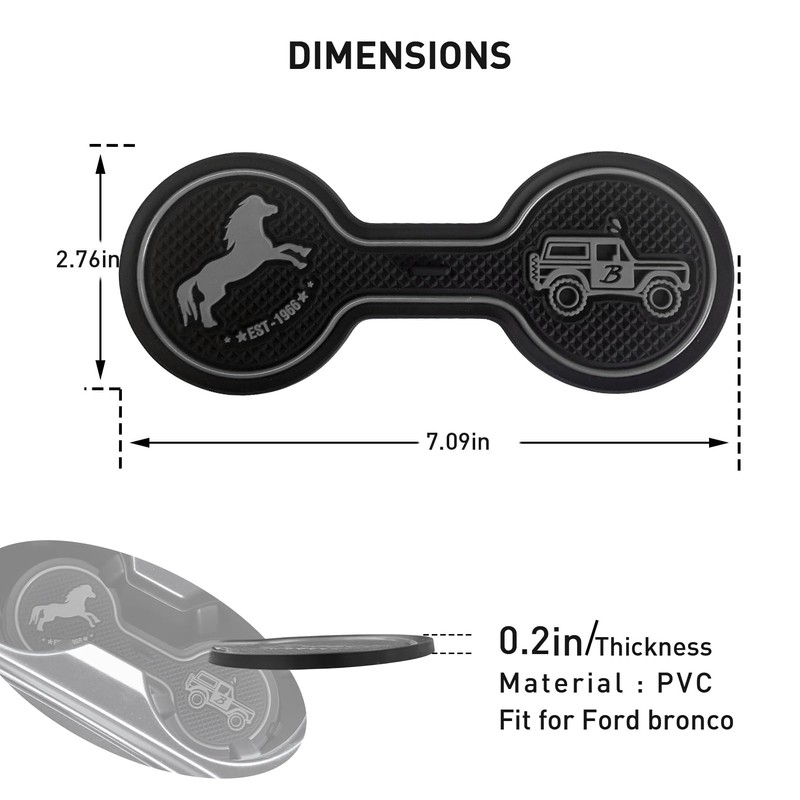 LSAUTO Car Cup Holder Coaster Compatible with Ford Bronco Offroad