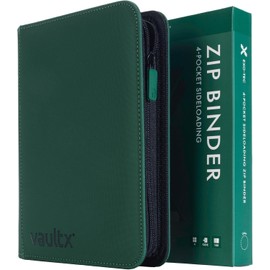 Vault X Álbum Exo-Tec con Cremallera, para 160 Cartas Coleccionables, 4 Bolsillos, 20 Páginas de Carga Lateral (Verde)