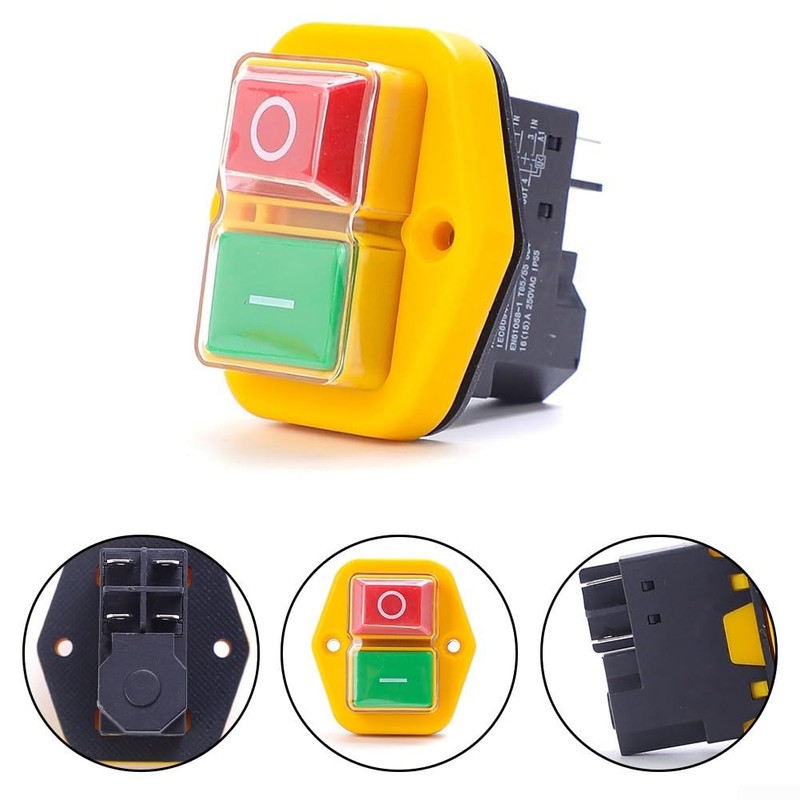 EasyByMall KJD17B AC220V 18A Waterproof Magnetic Push Button Switch 4