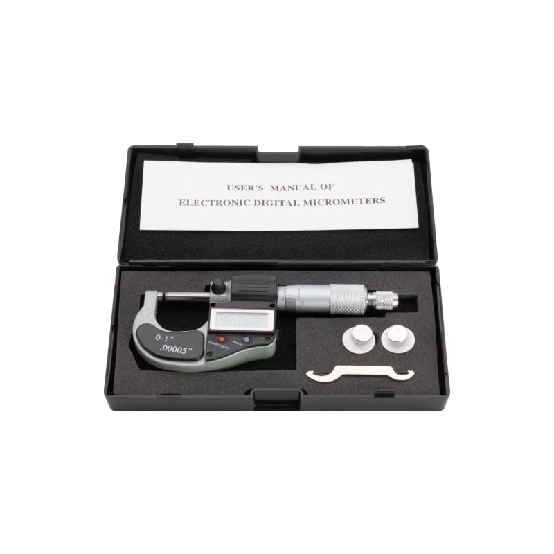 Digital Outside Micrometer, 0"-1" Measurement Range, 0.00005" Increment, Cast Iron