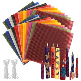 LDHHYH 24pcs 8 x 8 Inch Beeswax Sheets for Candle Making, 12 Bright Colors Beeswax Candle Making Kit for Adults, Beeswax Honeycomb Sheet with Cotton Wick for DIY Craft Gift