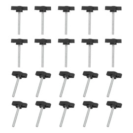 MECCANIXITY Knurled Clamping Knobs Handle Thumb Screws Bolt Knobs M4 x 35 mm Male Thread 27 mm Head for Electronics Automotive Furniture Assembly Wood Working DIY Projects(Black, Pack of 20)