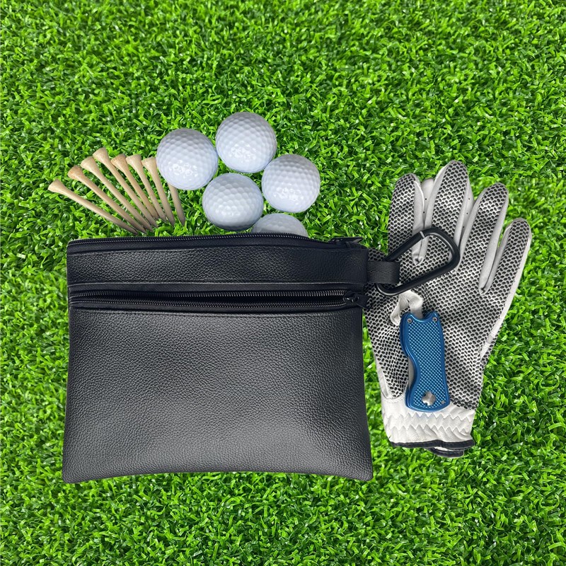 Golf Ball Pouch,Golf Tee Bag Tee Holder Bag,Leather Golf Ball