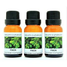Crazy Candles Pinon 3 Bottles 1/2 Fl Oz Each (15ml) Premium Grade Scented Fragrance Oil (Pine & Cedar Aroma)