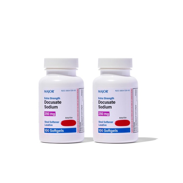 Docusate Sodium Extra Strenght 250 mg 200 Softgels for Gentle,